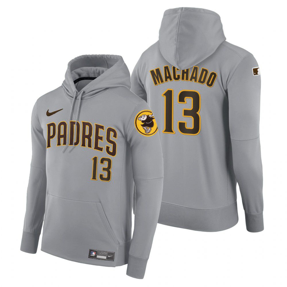 Men Pittsburgh Pirates #13 Machado gray road hoodie 2021 MLB Nike Jerseys->pittsburgh pirates->MLB Jersey
